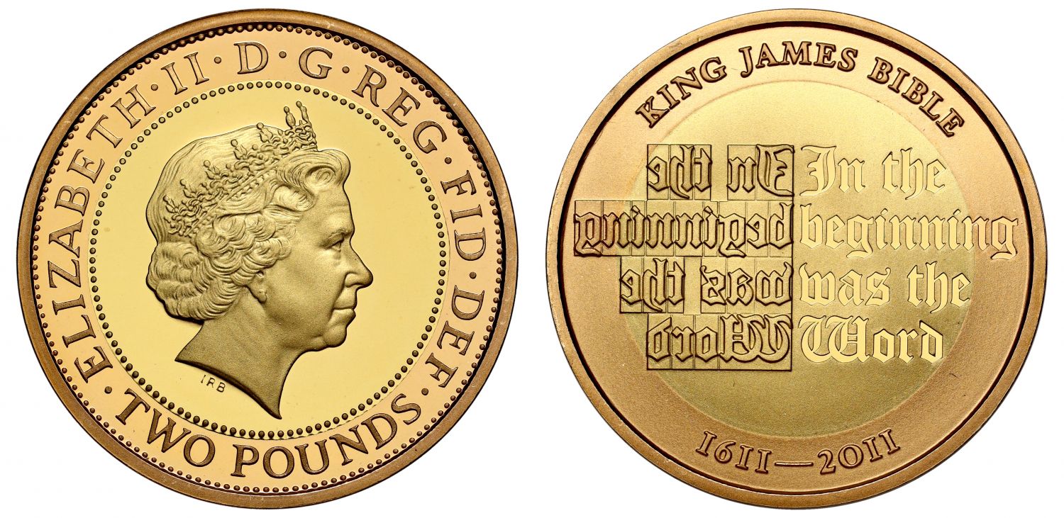 * Elizabeth II 2011 proof Two-Pounds King James Bible