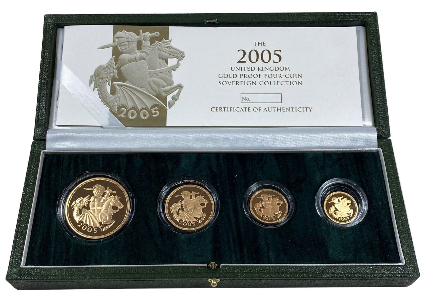 Elizabeth II 2005 4-coin proof Set, Noad one year type, COA 009