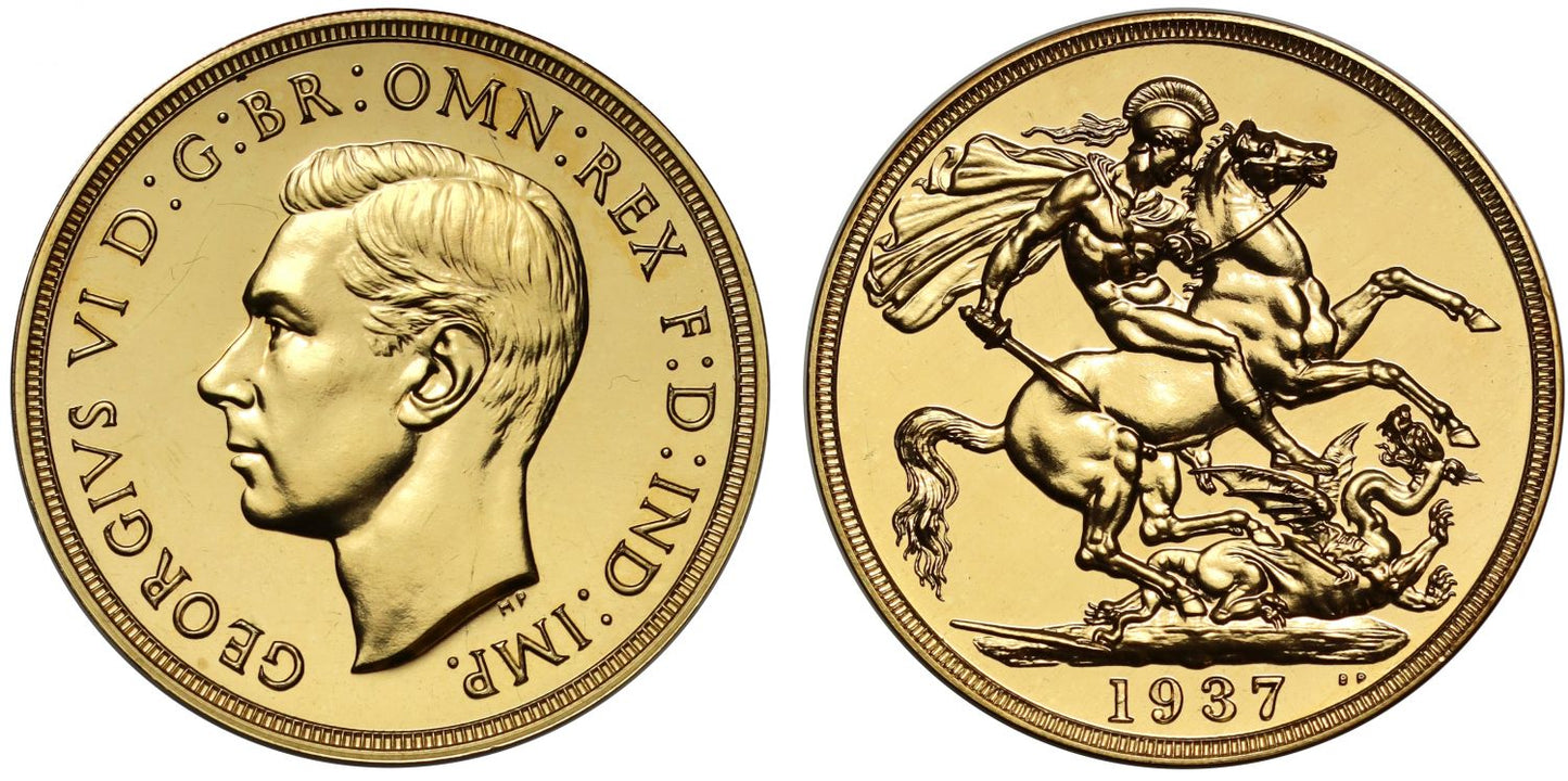 George VI 1937 proof Two-Pounds, Coronation issue, 5,501 struck PF65