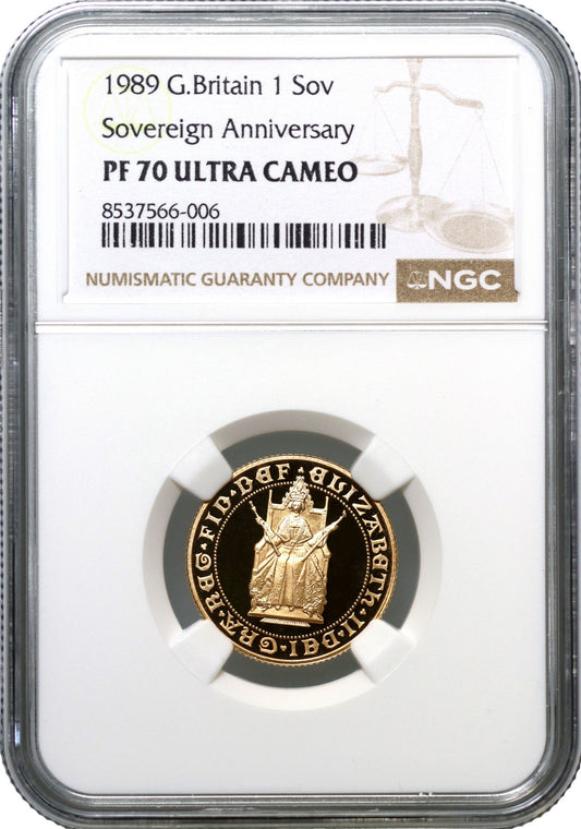Elizabeth II 1989 proof Sovereign PF70 UCAM