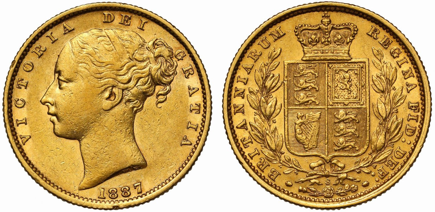 Victoria 1887-S Sovereign, Sydney, young head, ex Thorburn
