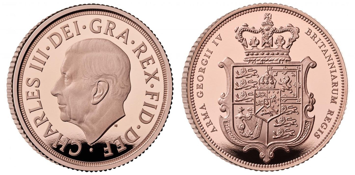 *Charles III 2025 PF70 UC gold Sovereign, Merlen Shield