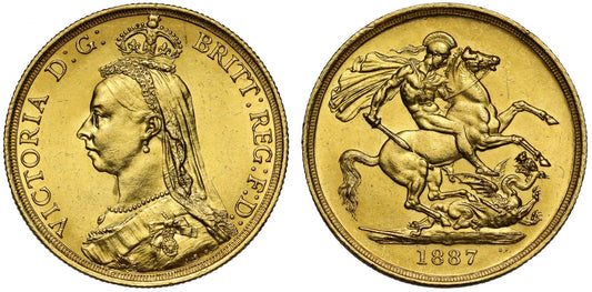 Victoria 1887 Two-Pounds, Golden Jubilee issue, mintage 91,345