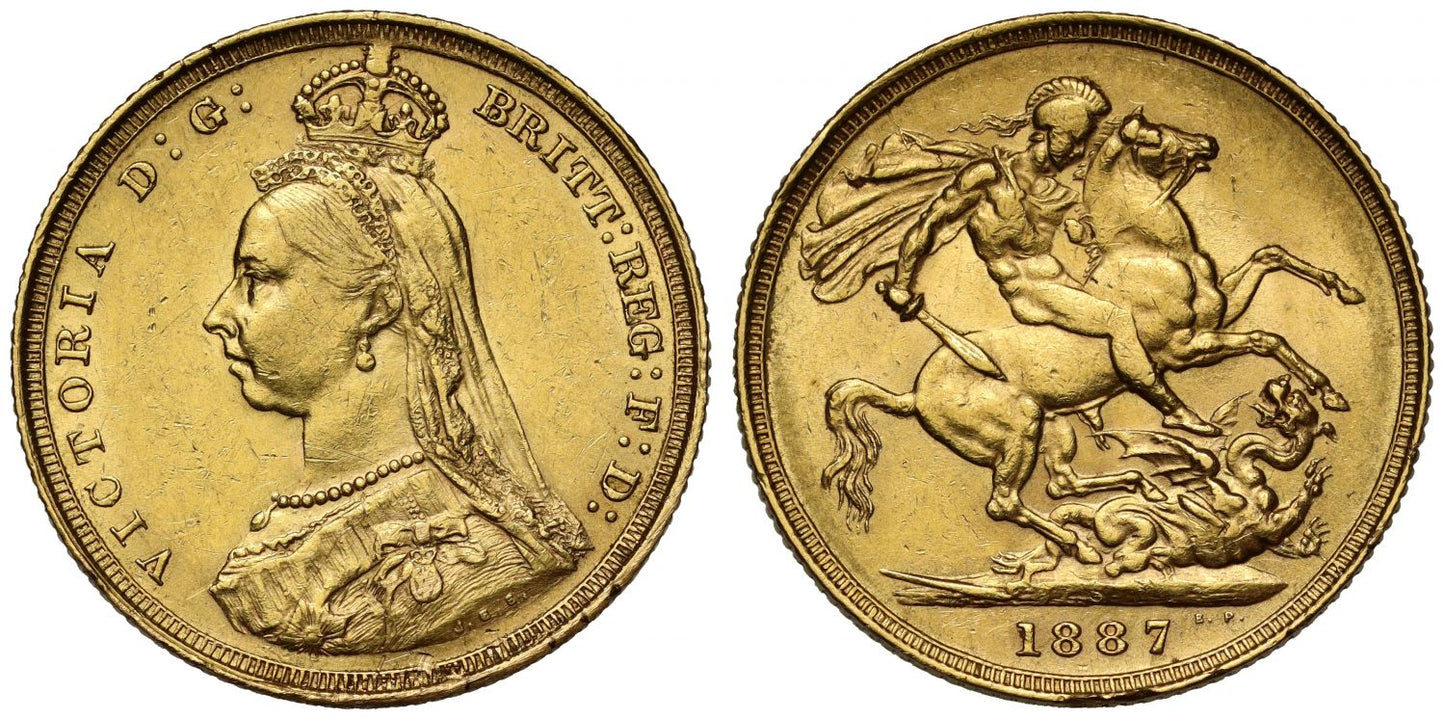 Victoria 1887-S Sovereign, Sydney, DISH S3, hooked J