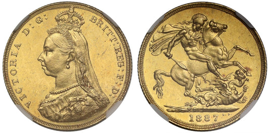 Victoria 1887 Sovereign, MS64, Golden Jubilee issue, DISH L7
