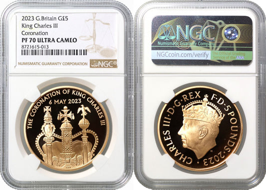 Charles III 2023 proof Five-Pounds PF70 UC Coronation