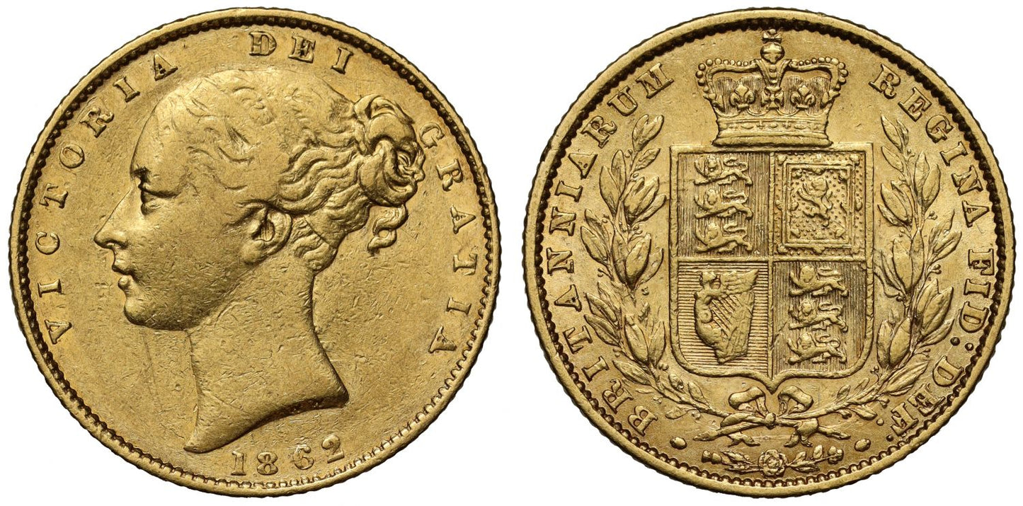 Victoria 1862 Sovereign, F over so-called A in DEF, Hill 45A R2