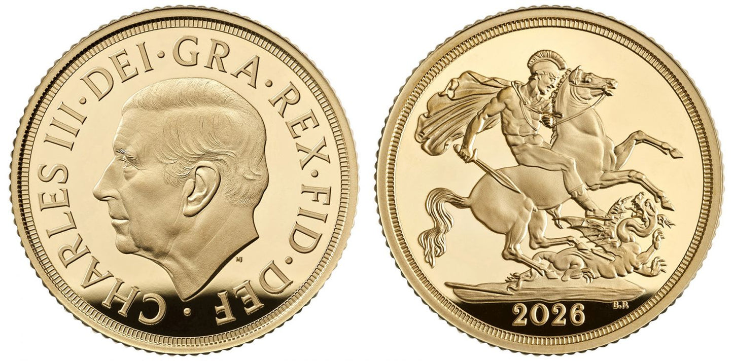 Charles III 2026 gold Sovereign PF70 UC FDI