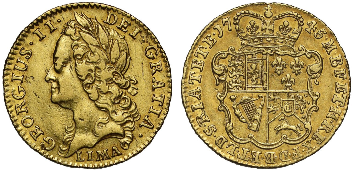 George II 1745 LIMA Half-Guinea, intermediate head