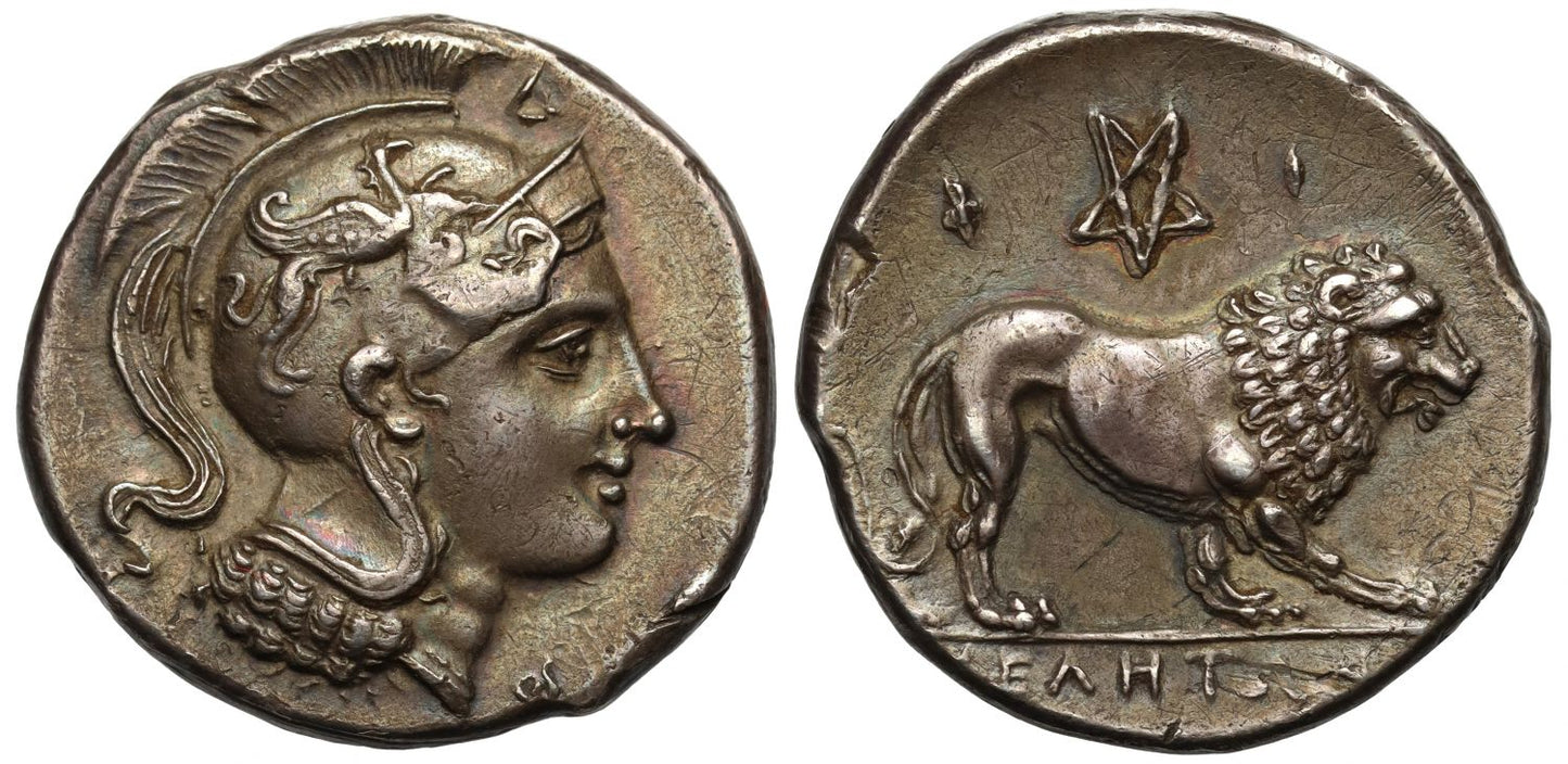 Lucania, Velia, Silver Didrachm, 300-280 BC.