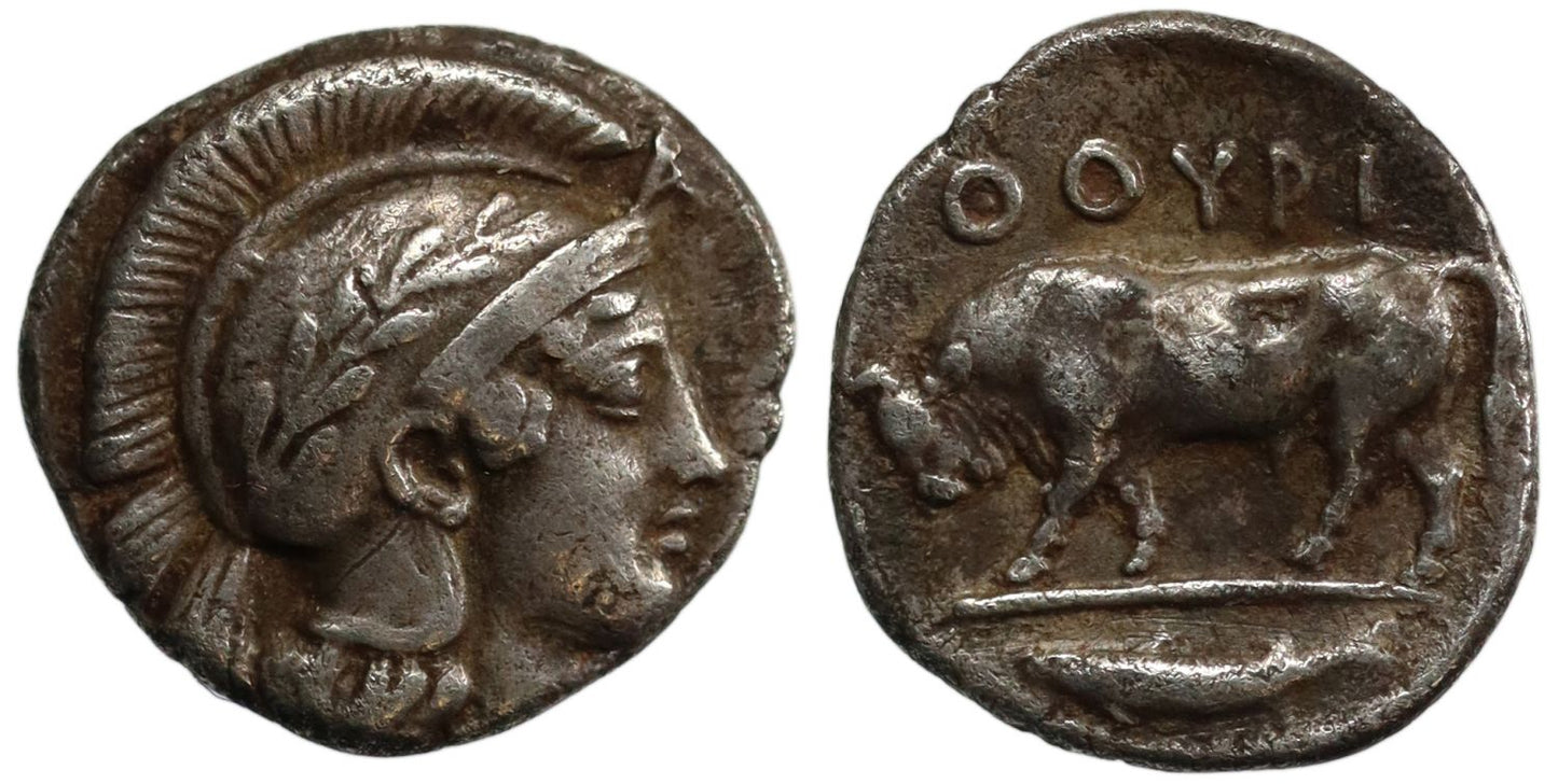 Lucania, Thourioi, Silver Diobol, c. 443-400 BC.