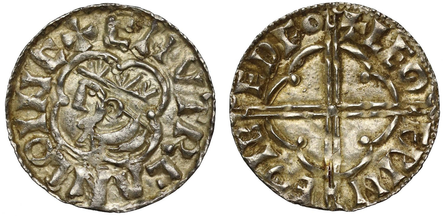 Canute Penny, Quatrefoil type, Bedford, Leofwine
