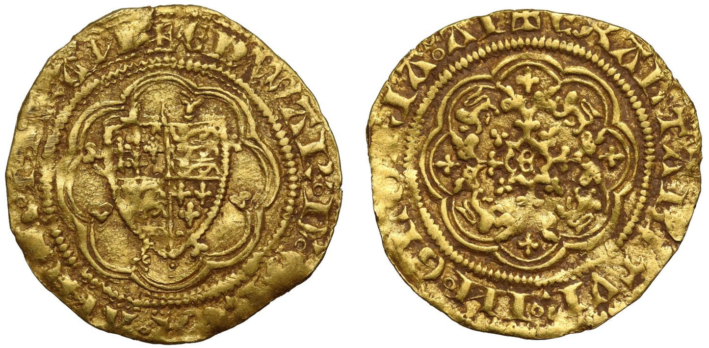Edward III Quarter-Noble, Pre-Treaty series B of 1351, "Amen" reverse