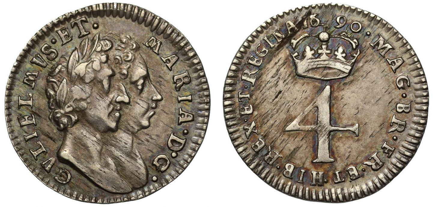 William and Mary 1690 silver Fourpence