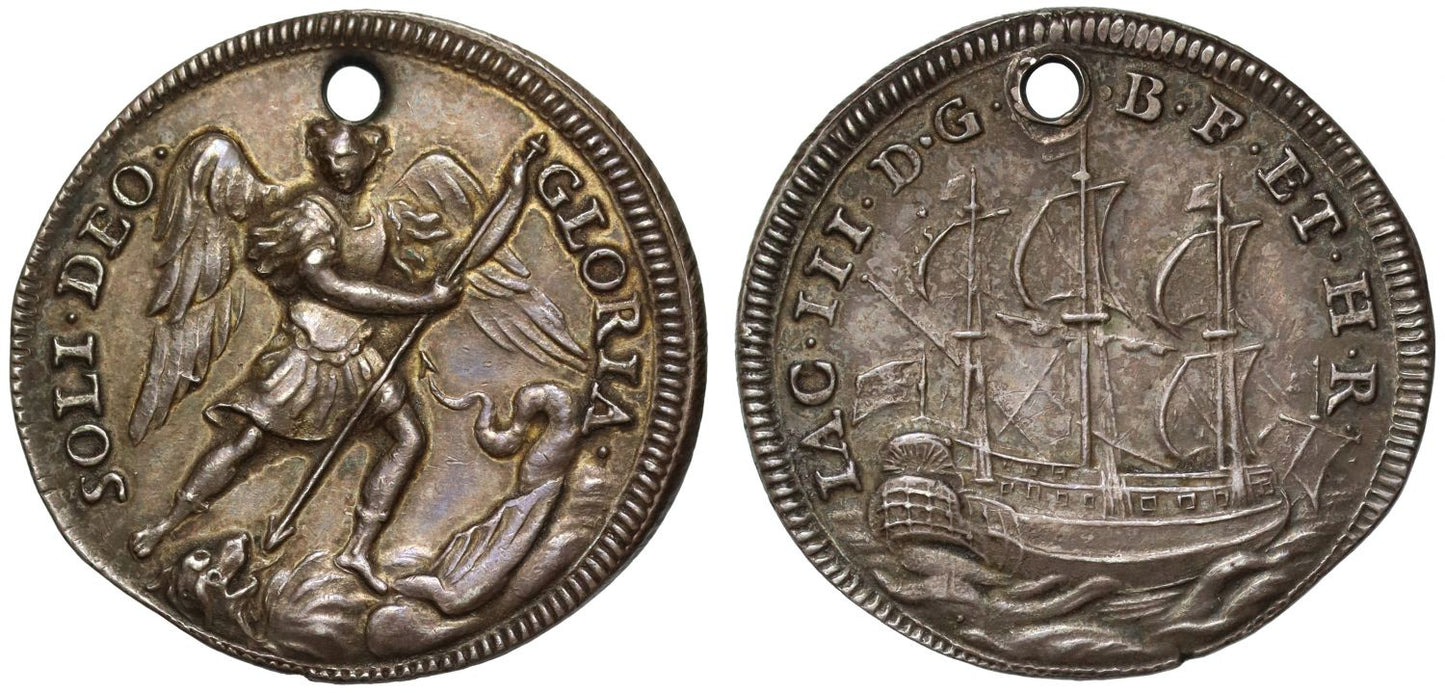 James III silver Touchpiece issued in exile circa 1720 in Rome