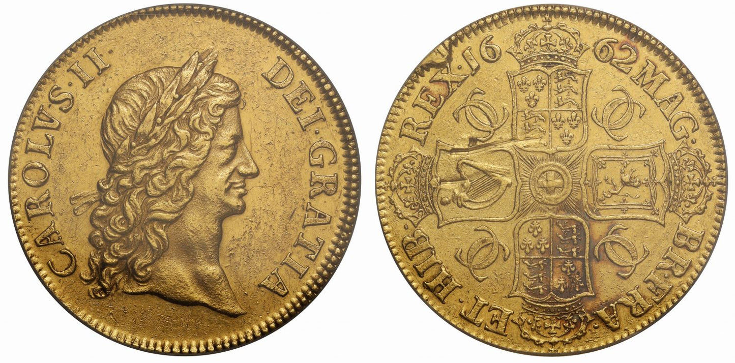 Charles II 1662 gold pattern Crown, plain edge by Roettier, 4 known, PR50