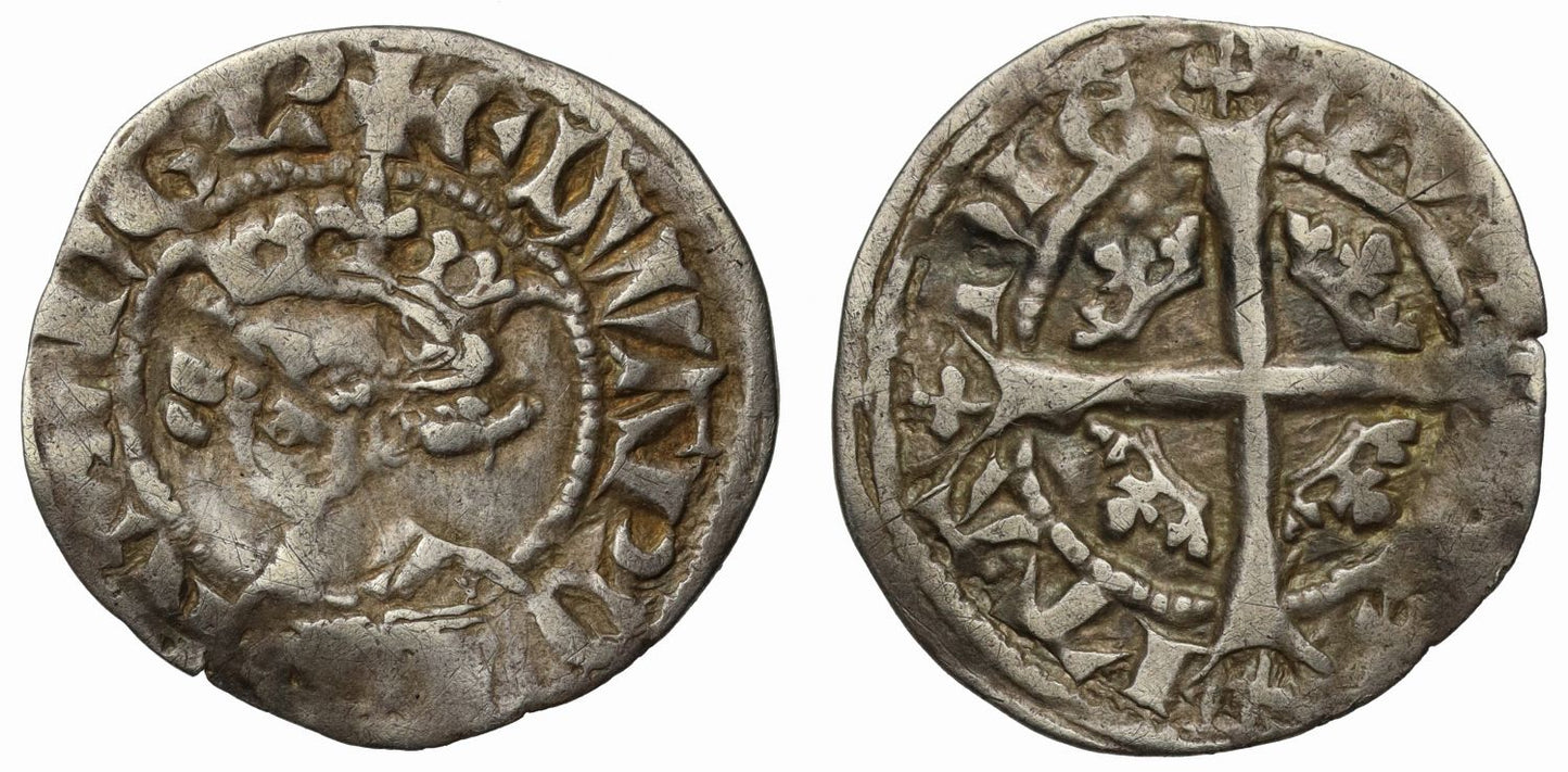 Anglo-Gallic, Edward III silver Demi-Sterling, very rare denomination