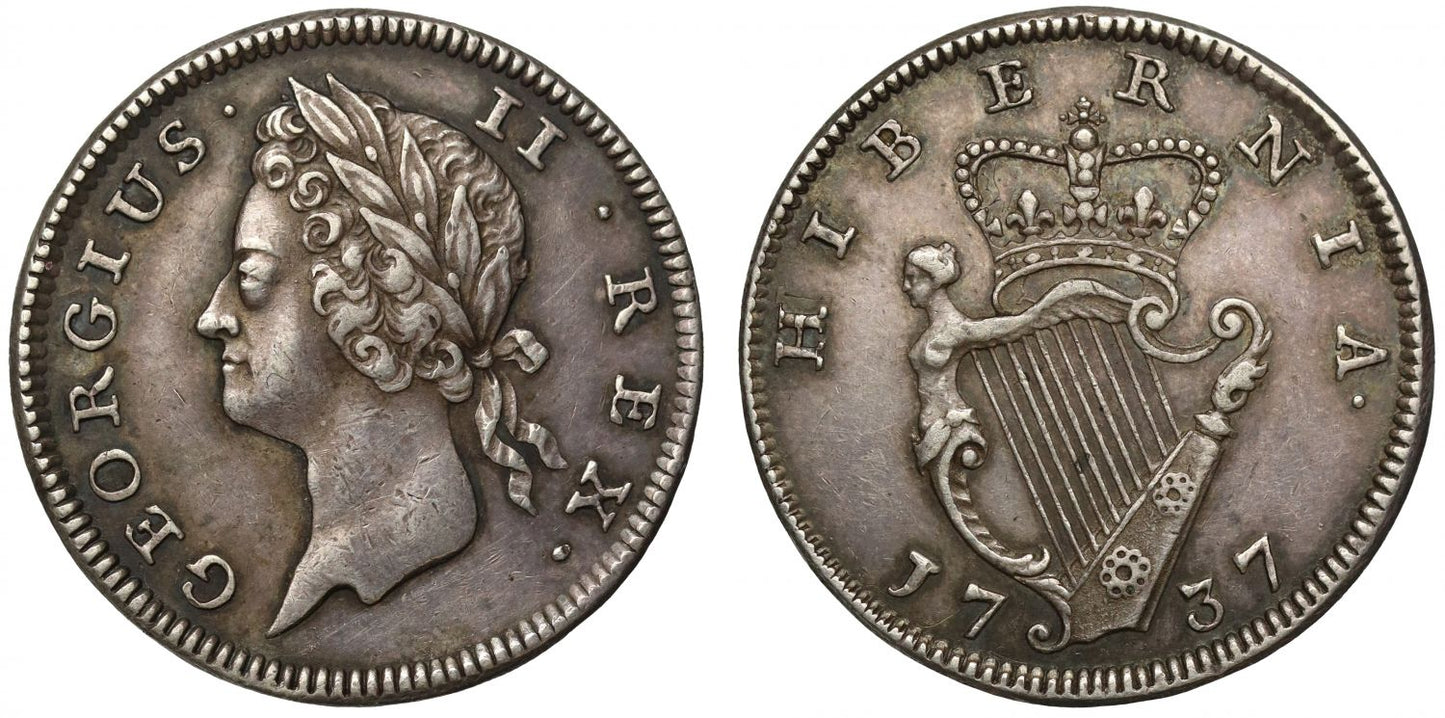 Ireland, George II 1737 silver proof Farthing type I