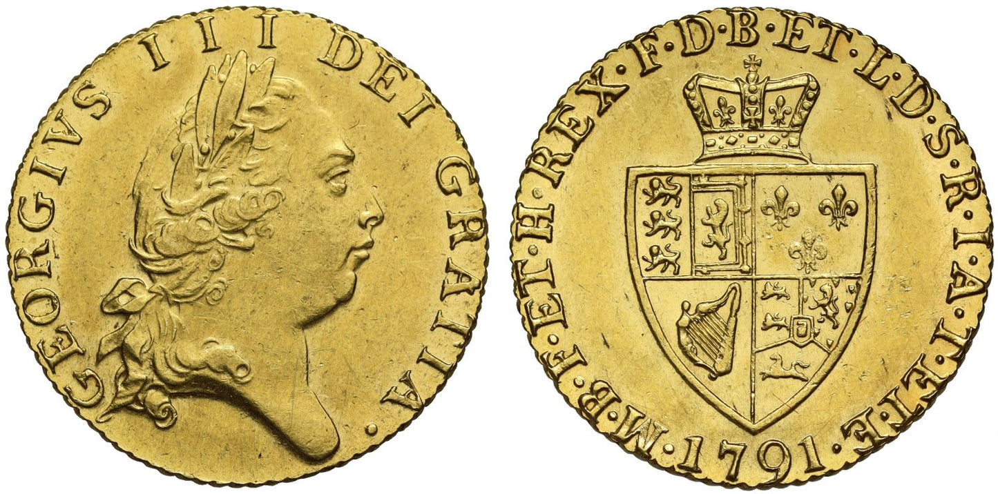 George III 1791 Half-Guinea, 5th head, spade type reverse