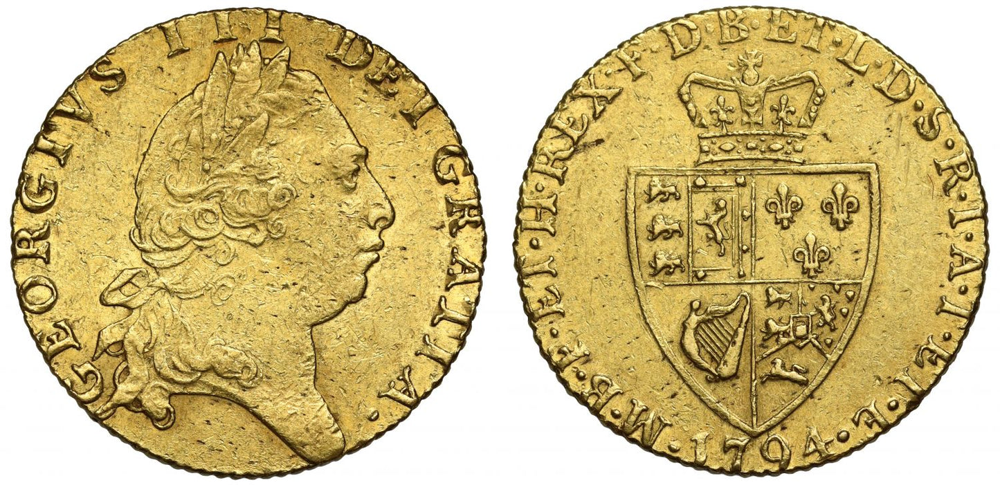 George III 1794 Guinea, fifth head, Spade reverse