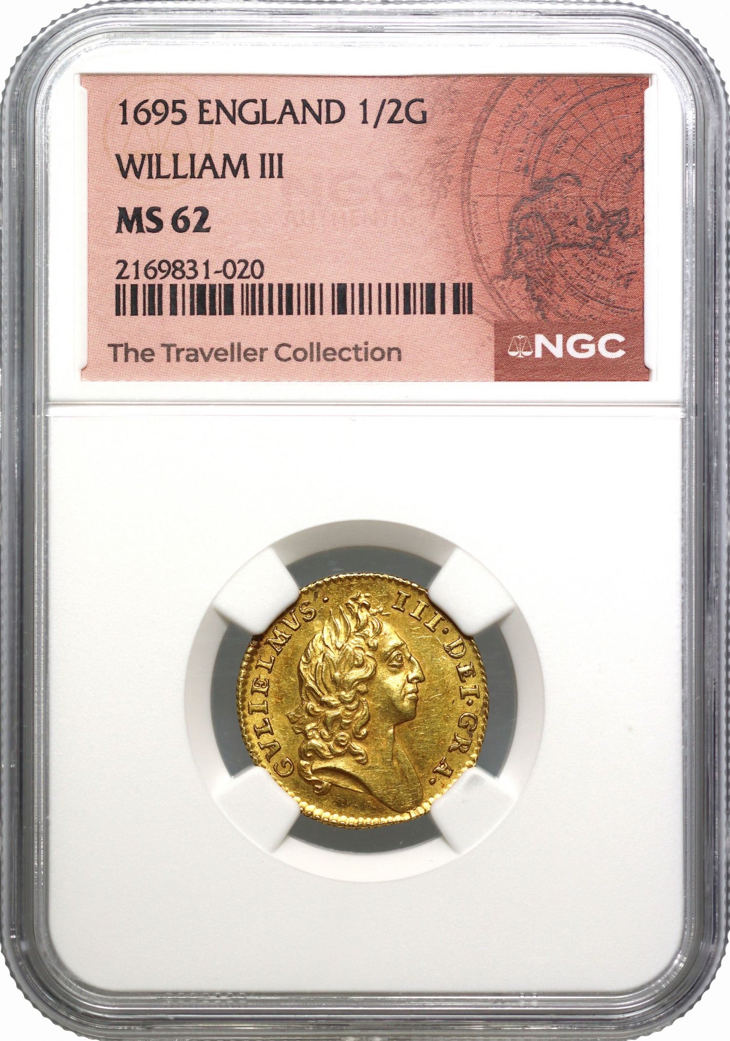 William III 1695 Half-Guinea NGC MS62