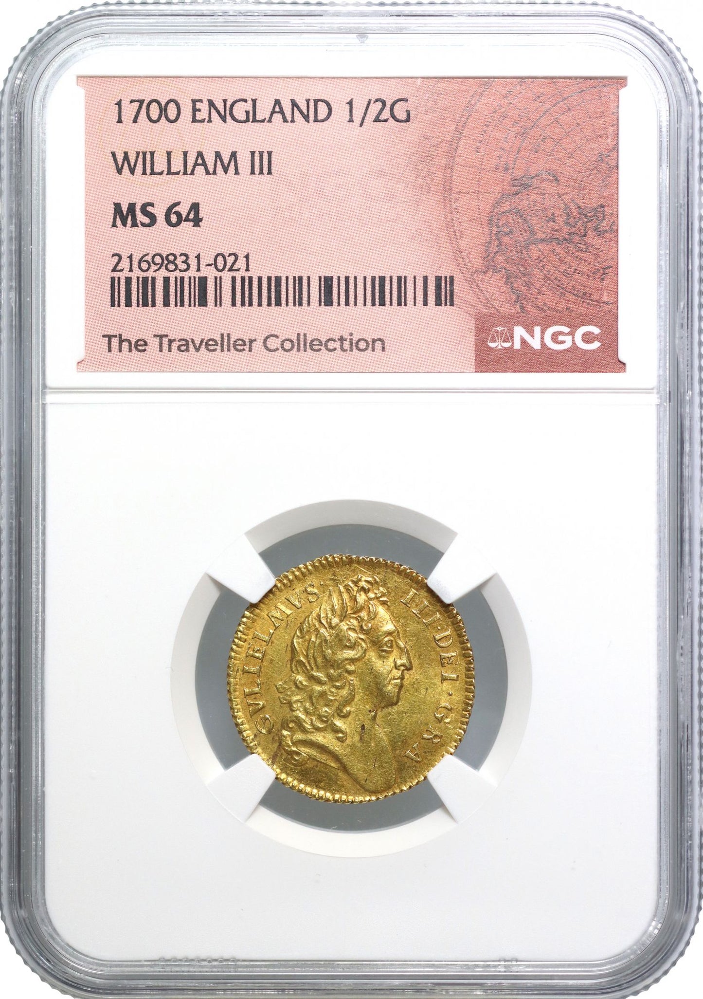 William III 1700 Half-Guinea, finest graded NGC MS64