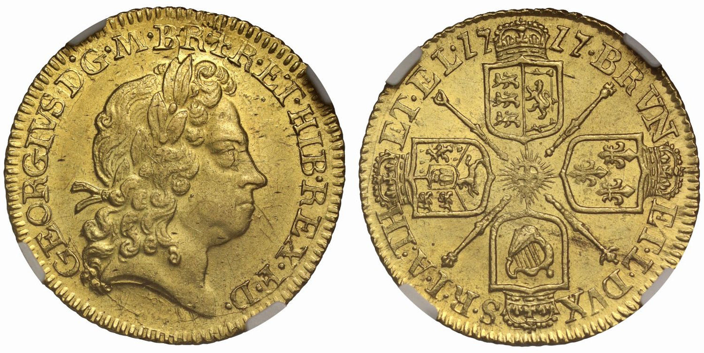 George I 1717 Half-Guinea first bust, rare date, MS62 ex Traveller Collection