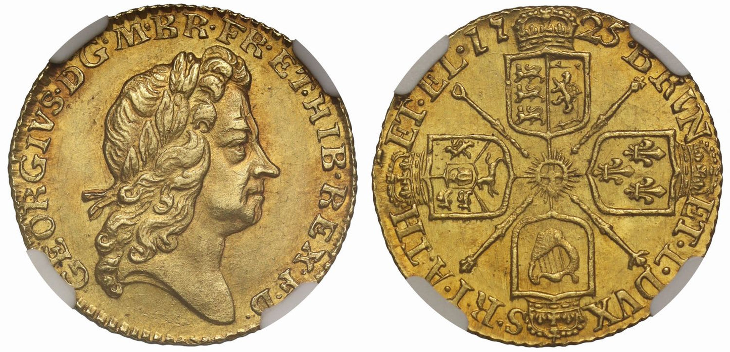 George I 1725 Half-Guinea second bust MS64, second finest graded