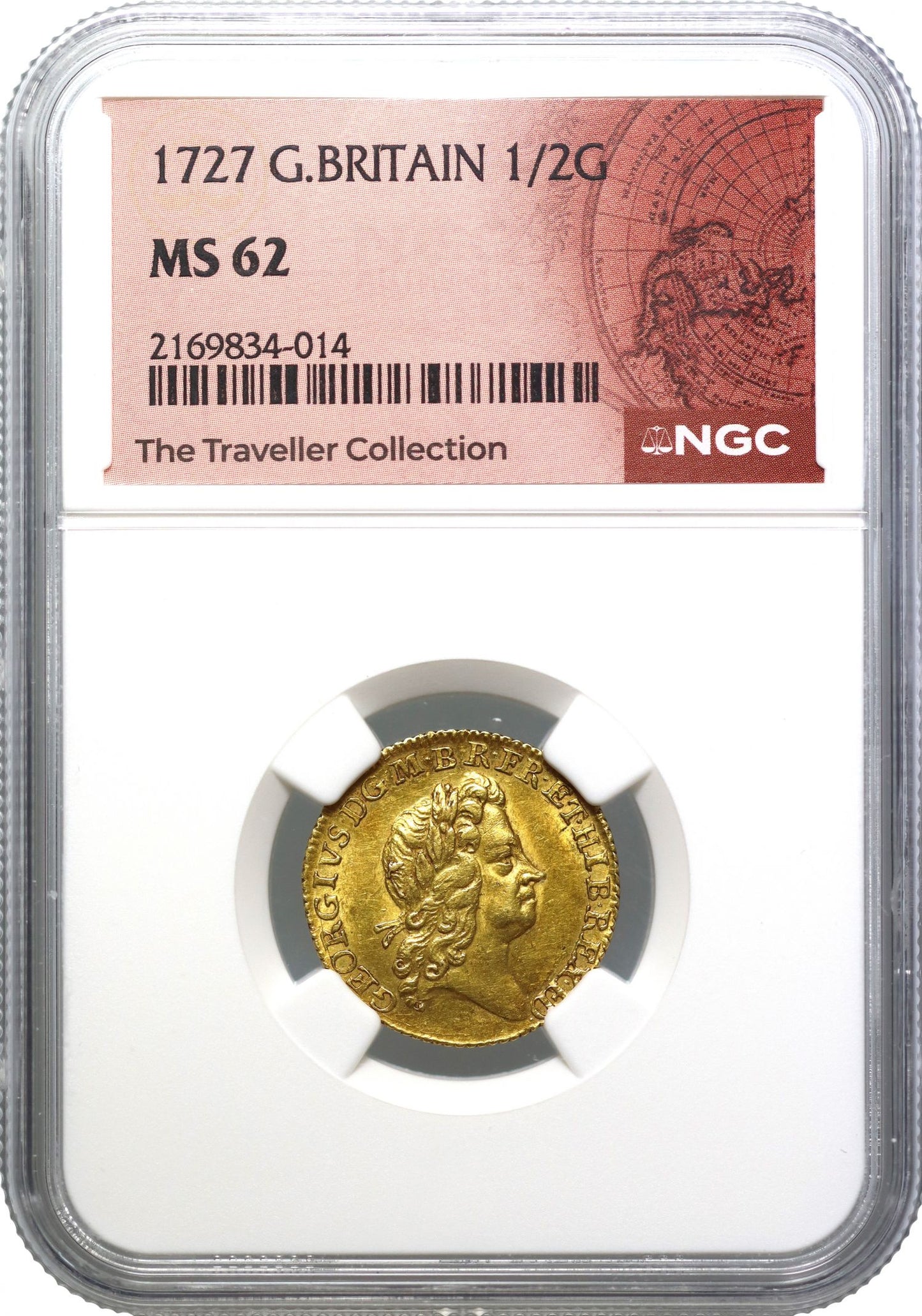 George I 1727 Half-Guinea second bust MS62 joint finest graded at NGC