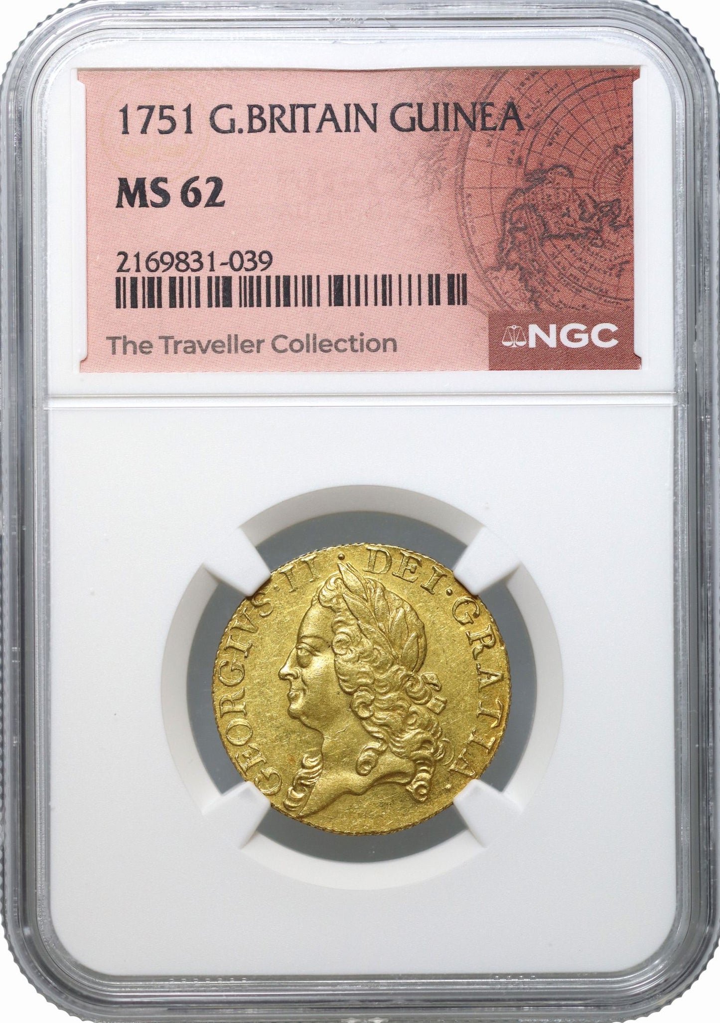 George II 1751 Guinea old bust MS62, by far the finest graded Very Rare