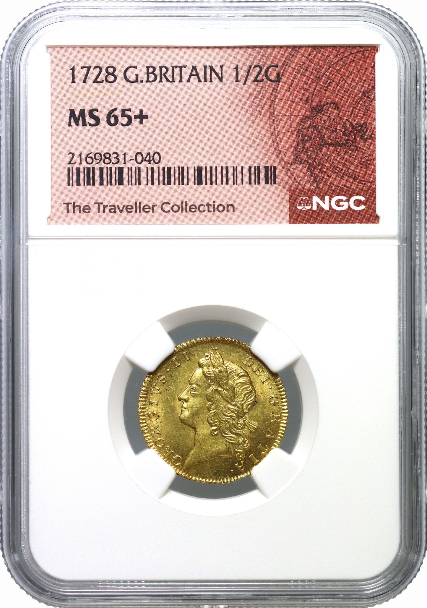 George II 1728 Half-Guinea young bust, MS65+ the finest currently graded