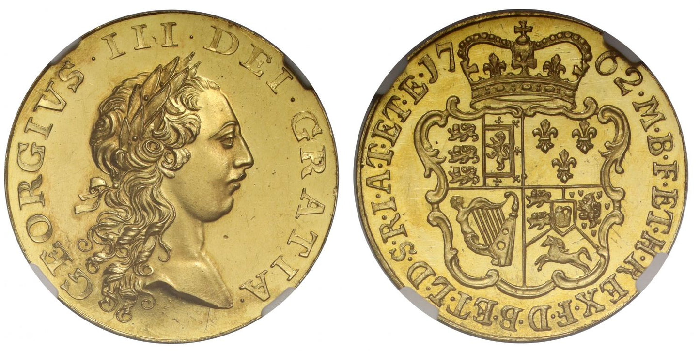 George III 1762 pattern Half-Guinea, NGC PF63+ CAM, provenanced to 1873