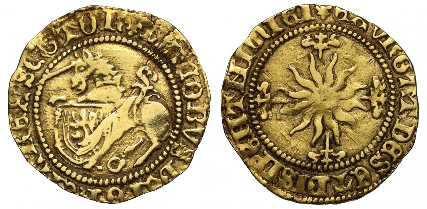 Scotland, James IV gold Half-Unicorn, no stops both sides