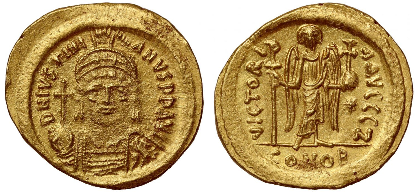 Justinian I, Solidus, Constantinople, Officina Z.