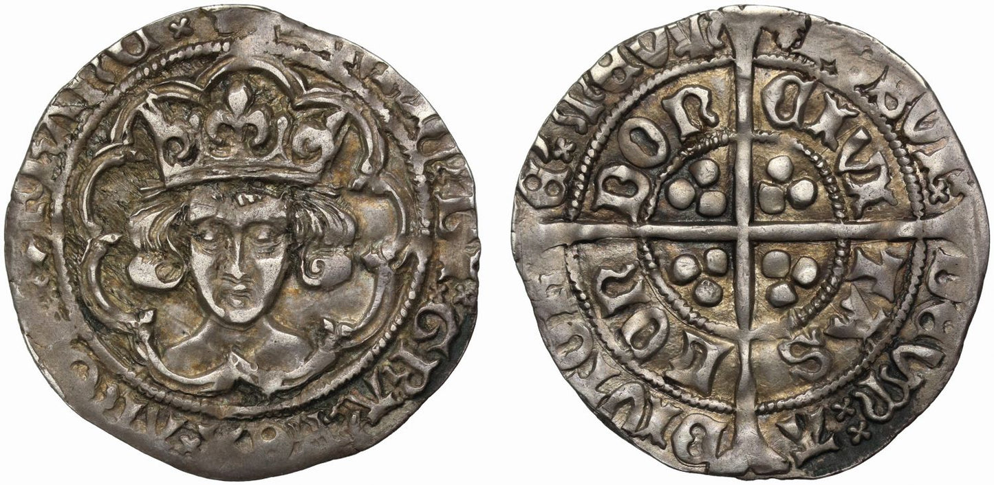 Henry VII Groat, class I, mm lis over halved rose