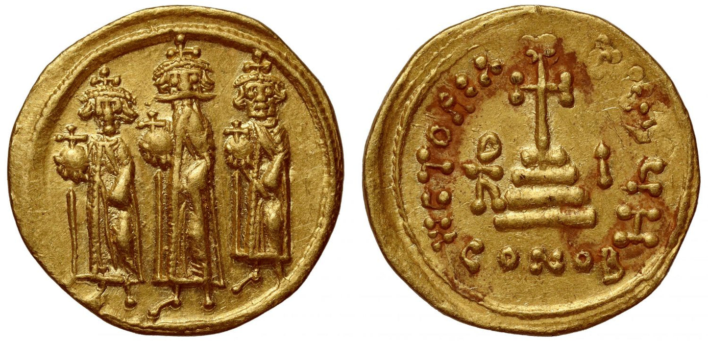 Heraclius, Heraclius Constantine & Heraclonas (AD 610-641), Solidus, Constantinople, officina H.
