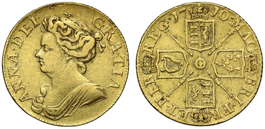 Anne 1710 Guinea, third bust