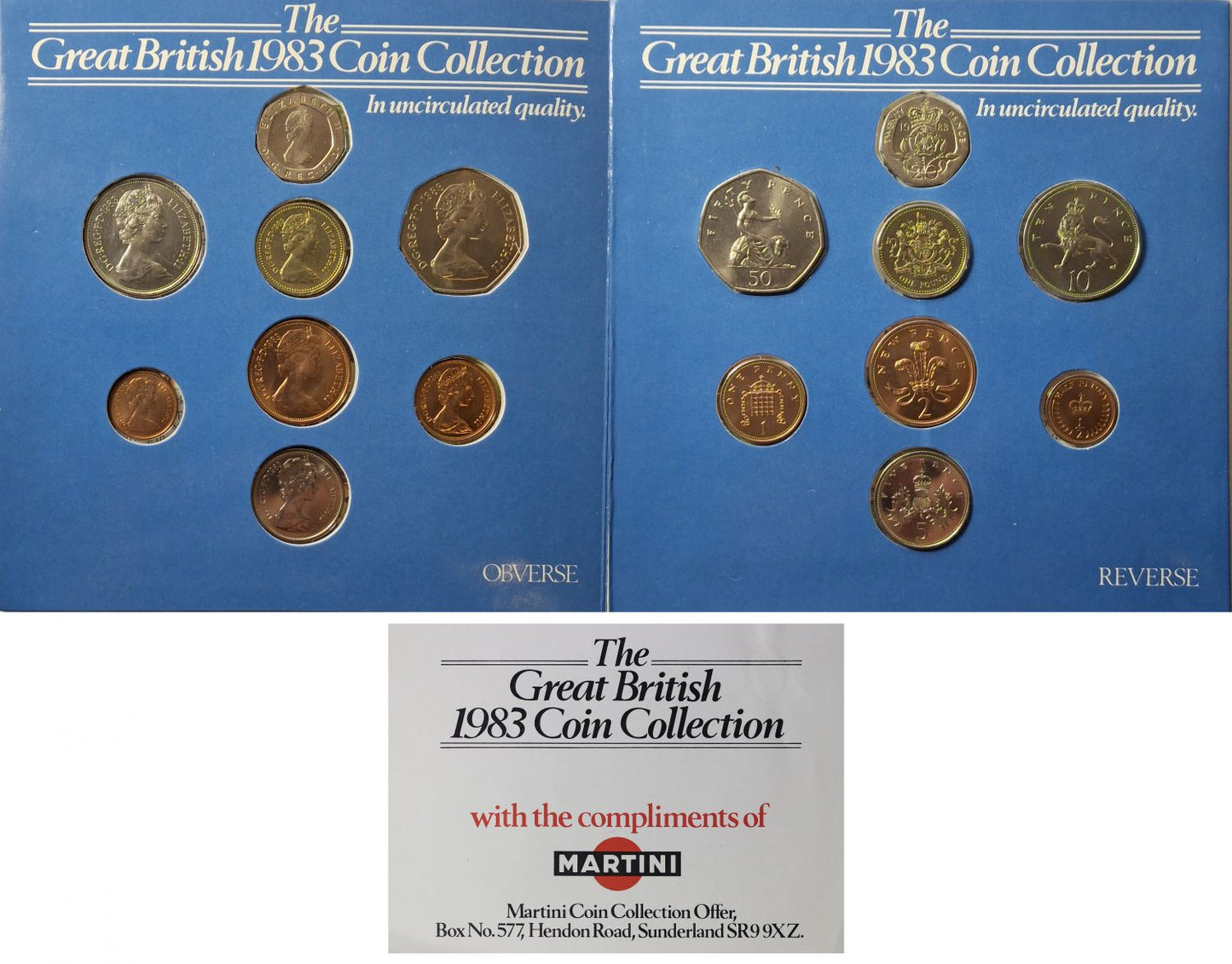 Elizabeth II 1983 8-coin UNC Martini Set with the 1983 New Pence mule error