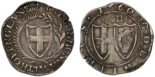 Commonwealth 1660 Shilling, mm anchor, final Commonwealth issue