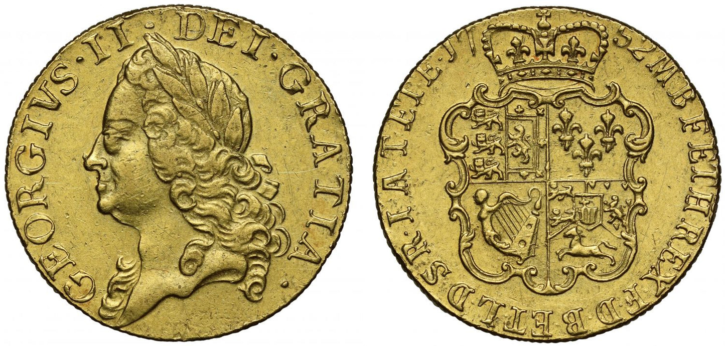 George II 1752 Guinea, old bust