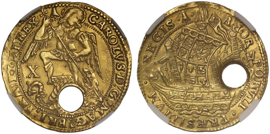 Charles I Angel pierced as a Touch Piece, mm bell, very rare