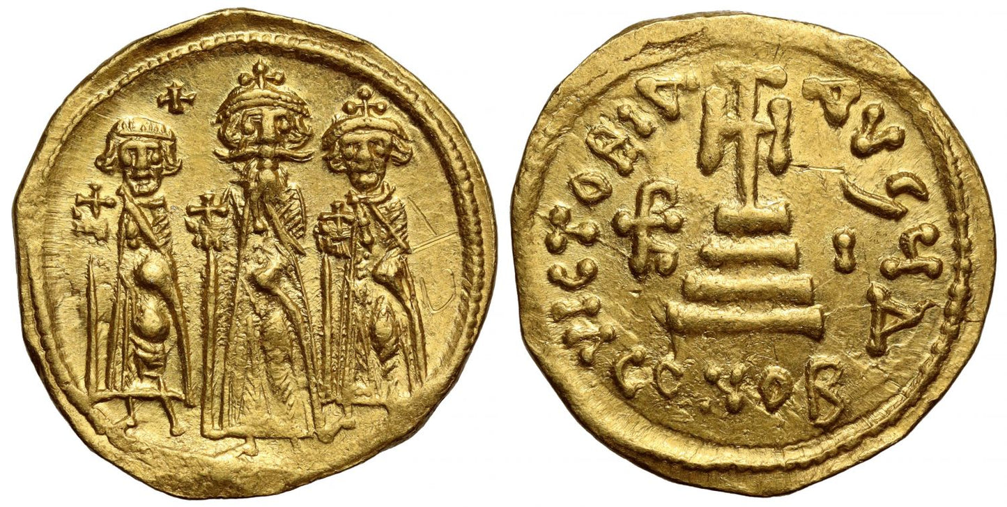 Heraclius, Heraclius Constantine & Heraclonas, Gold Solidus, officina Δ.