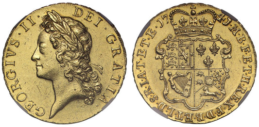George II 1741/38 Five-Guineas, young bust, AU55