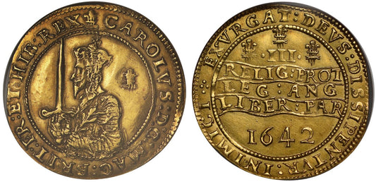 Charles I 1642 Triple Unite, Oxford, dies 1/S1, AU53