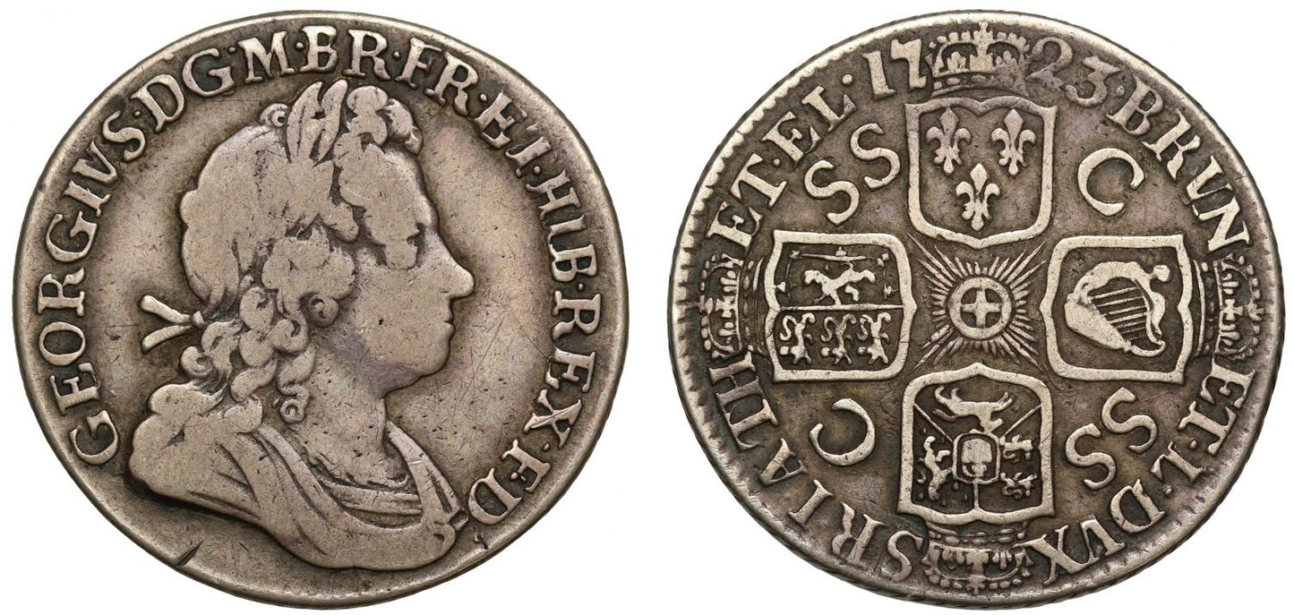 George I 1723 Shilling SSC with French Arms at date in error