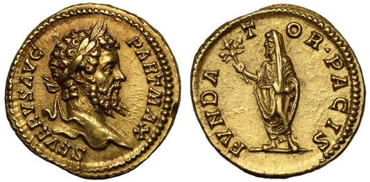 Septimius Severus, Gold Aureus, FVNDATOR PACIS, NGC AU, 5/5, 3/5.