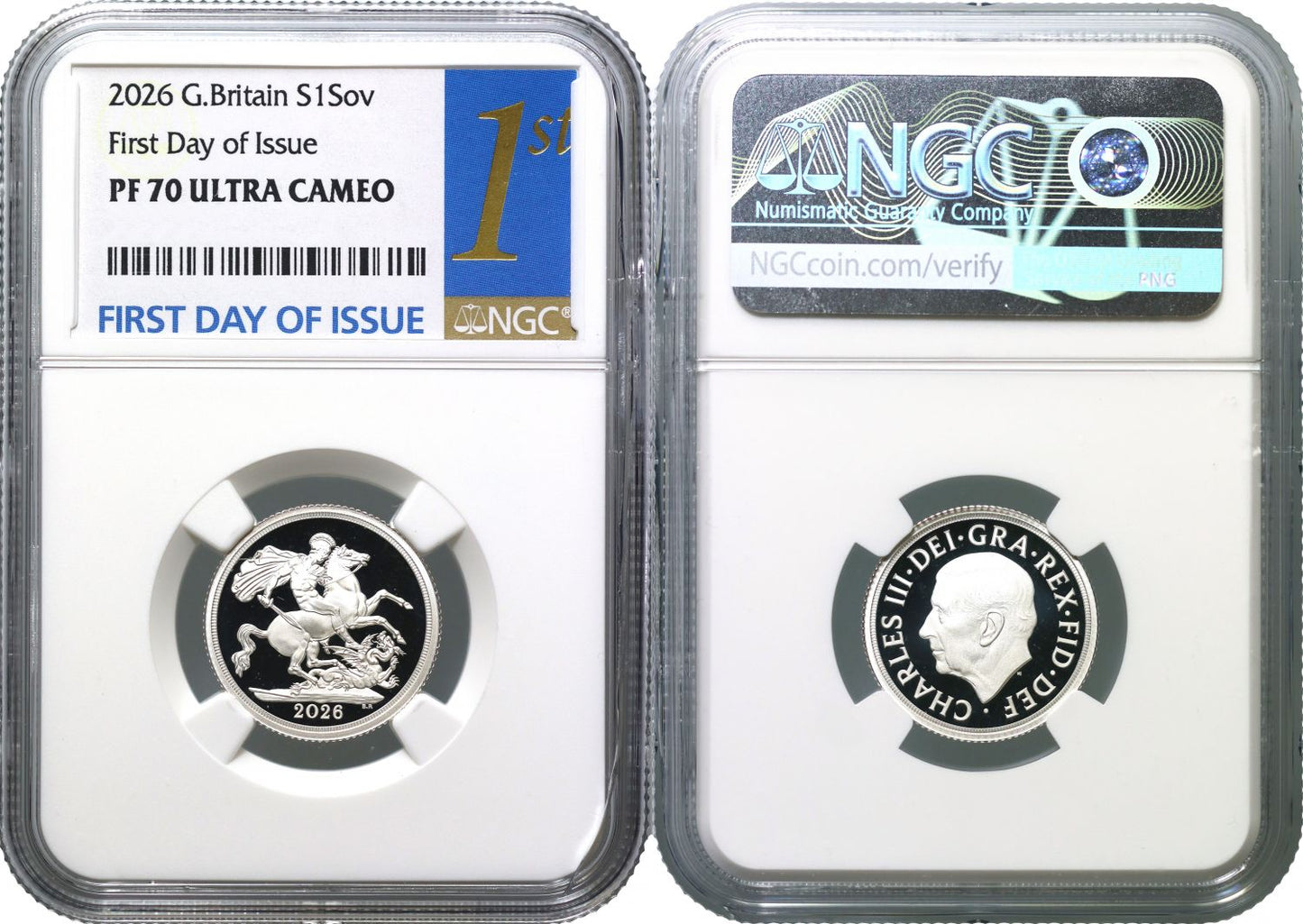 * Charles III 2026 silver PF70 UCAM FDI Sovereign