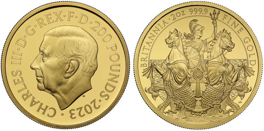 * Charles III 2023 gold PF70 UCAM 2oz The Britannia