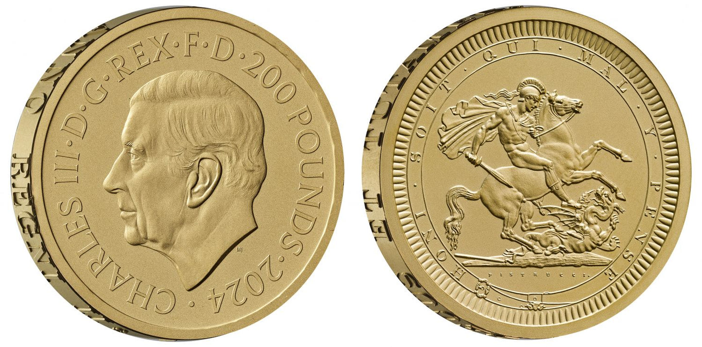 Charles III 2024 Gold 2oz PF70 Matte St George and Dragon
