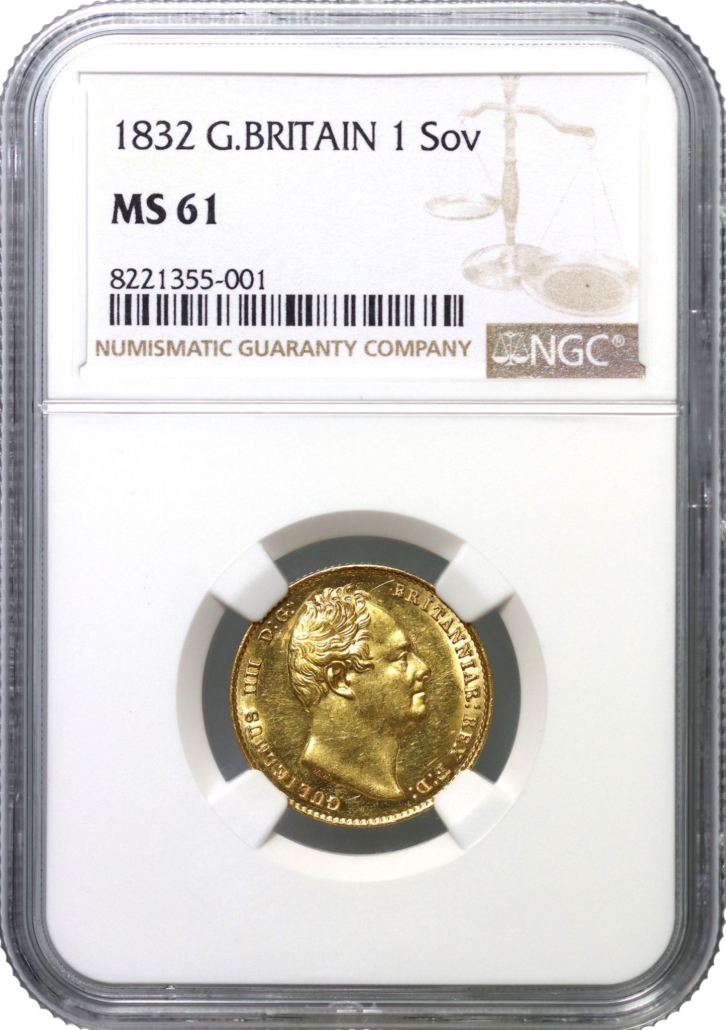 William IV 1832 Sovereign, 2nd bust, MS61